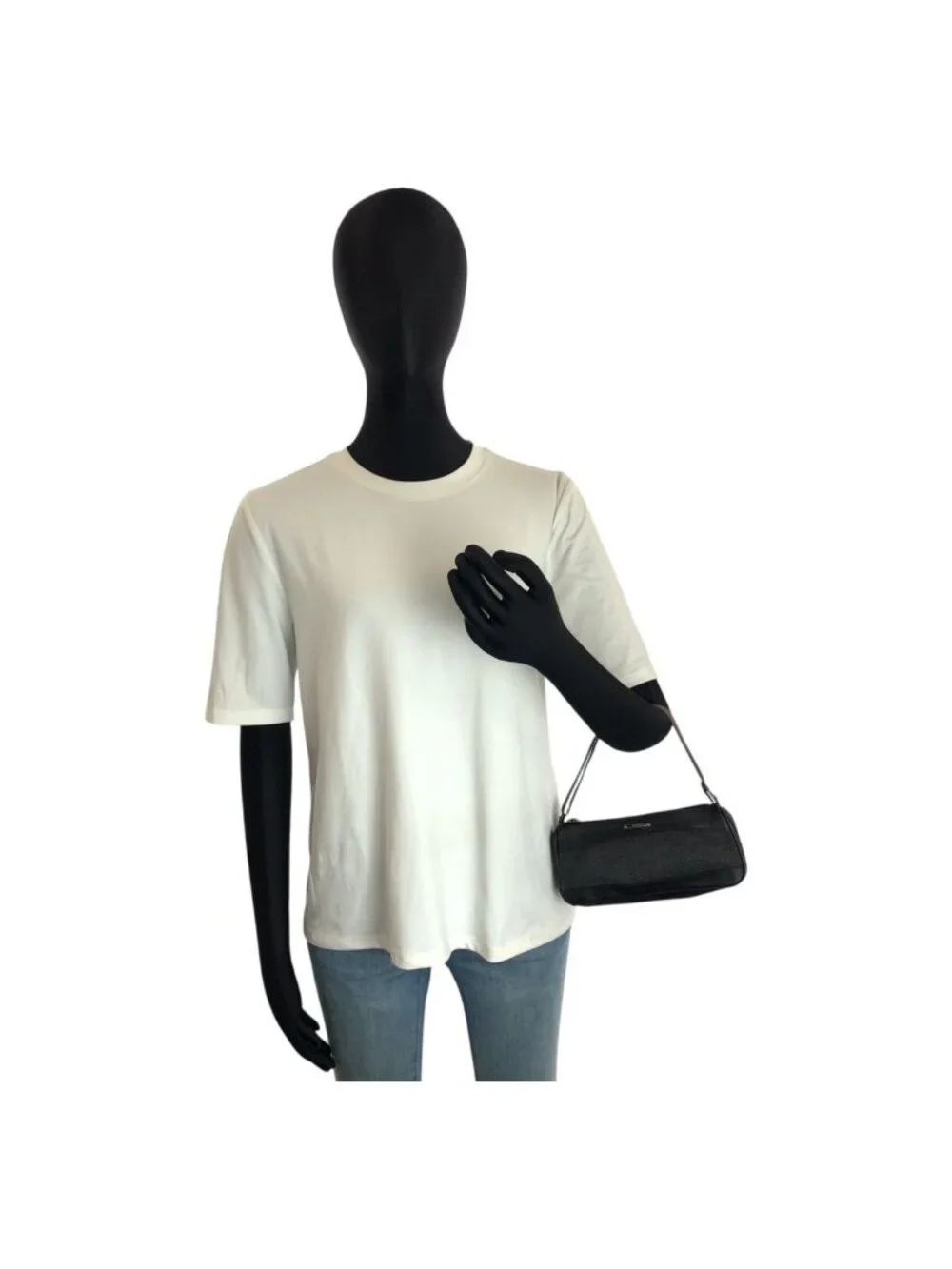 Gucci Sherry Line Black Silver Canvas Handbag Pouch